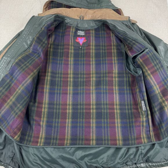 Vintage Verducci Soft Green Leather Jacket Women's 90s Hooded Lined Coat Large - Picture 7 of 16